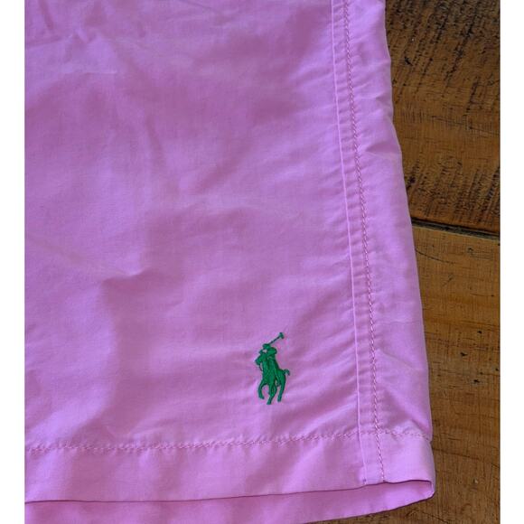 Mens Polo Ralph Lauren Pink Lined Swimming Trunks Shorts Logo Elastic Waist 2XLT - Picture 3 of 9